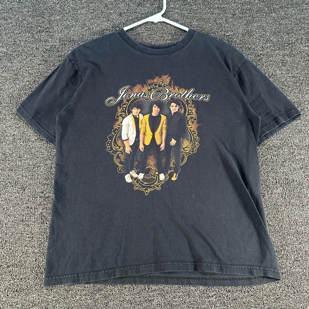 Jonas Brothers Graphic Tour T-Shirt Unisex L Black Good 2008 World Tour Band Tee